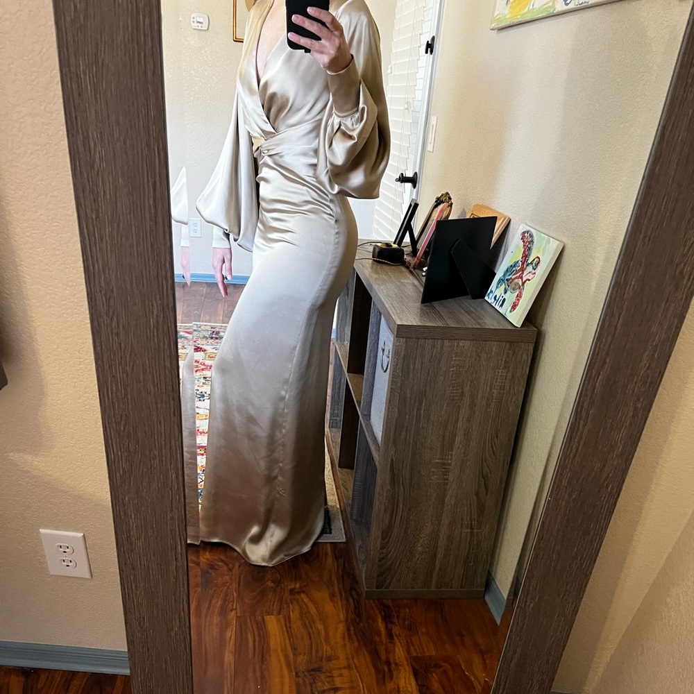 ASOS pretty lavish gold formal dress